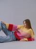Hiloin Mohair Color Block Sweater (Red)
