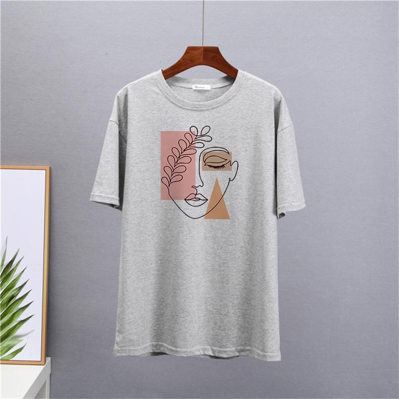Shellsuning-Camiseta con estampado estético de gran tamaño para mujer, ropa de calle sencilla de manga corta a la moda, camisetas suaves, Tops artísticos básicos de algodón 100% para mujer