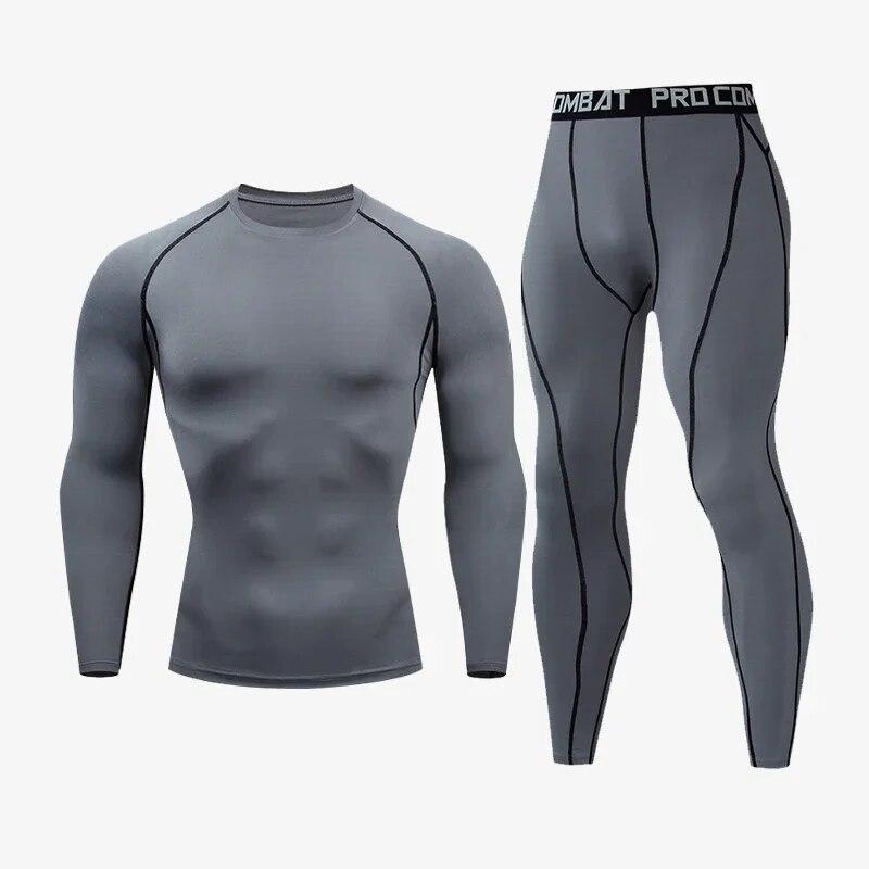 Sports Suit New Men's Compression Running Sets Breathable Tight Training Basketball Rashguard Tracksuit Man 2 Piece Set Clothes