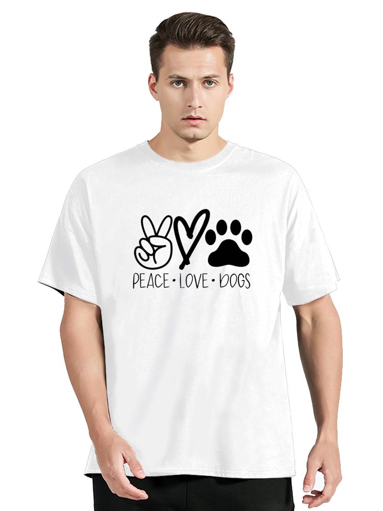 Peace Love Dogs Printed Women T Shirt Fashion Vintage Graphic Tshirt Funny T-shirt Cotton Men Clothing Oversized Tees Tops