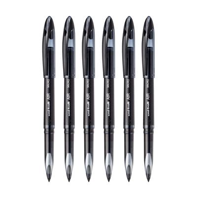 Uni-Ball Air UBA188M 0.5 Mm Roller Ball Pens Black Ink Pack of 6 Smooth Writing Office School Use