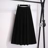 2024 Autumn/Winter Plus Size High-Waisted Gold Velvet A-Line Skirt with Elastic Waist - Slimming Long Skirt for Women