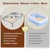 Stainless Steel Cat Litter Box, High Sided, Non-Stick, Splash-Proof, Easy Clean, 17.7' x 13.7'