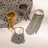 Stainless Steel Long Tassel Chain Wideo Pening Ring for Women 18K Gold Plated Fashion Adjustable Jewelry Statement Gifts