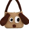New Cute Big-eyed Dog Hand-held Wool Bag Big-eared Dog Hand-crocheted Bag Finished Product Versatile Women's Messenger Bag