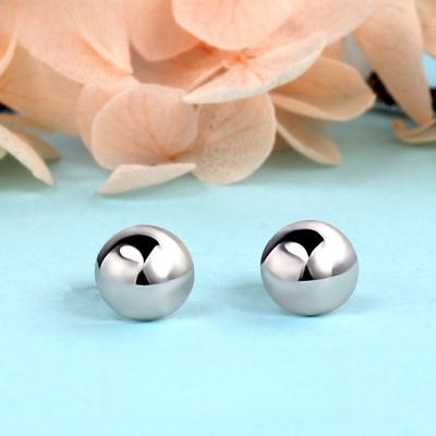 Jewelry Round Bead Glossy Stud Earrings, Simple Spherical Earrings, and a Silver Needle.