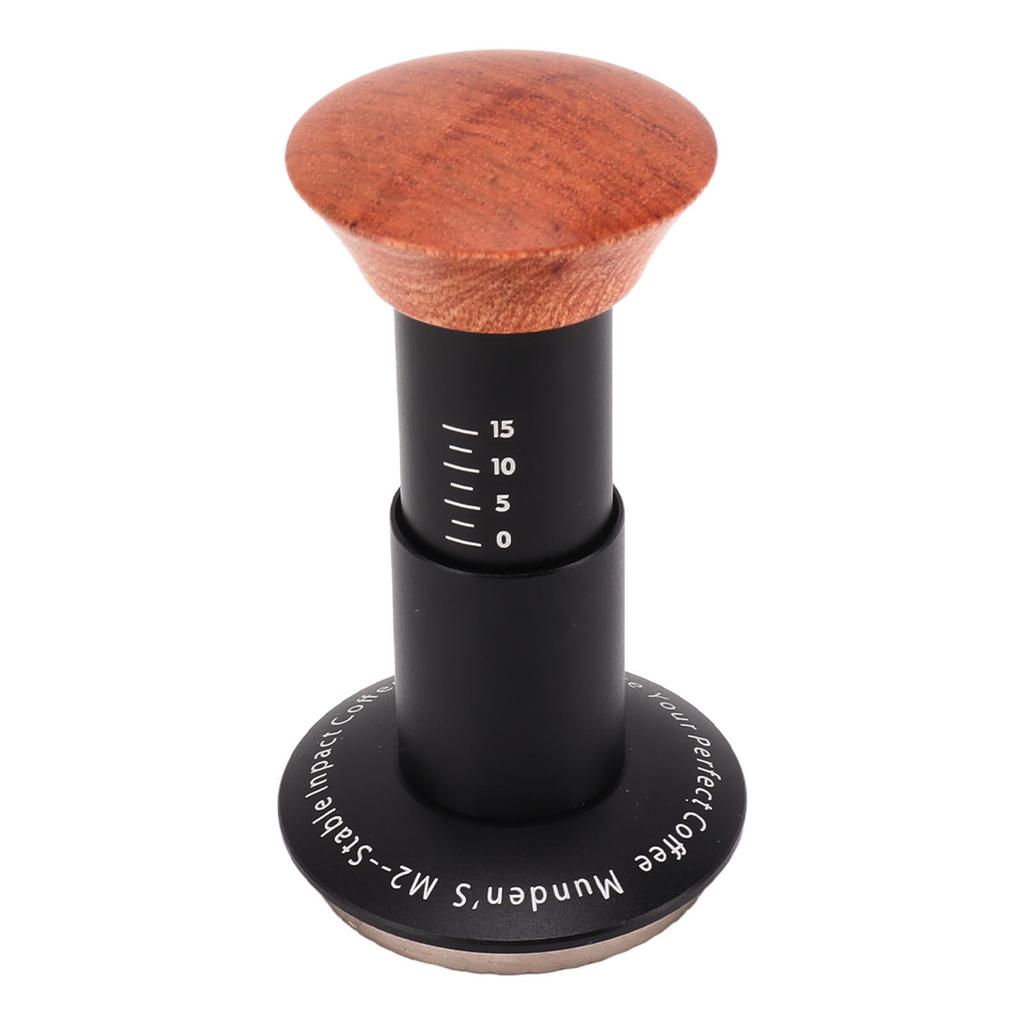Coffee Tamper Spring Loaded Tamper Calibrated Coffee Tamper Wood Handle Waffle Base 58mm