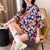 Harajuku Casual Oversized UNISEX Long T-shirt Woman Korean 2024 Summer Vintage Graphic Cartoon Print T Shirt Women Loose Y2k Gray Blue Top Streetwear