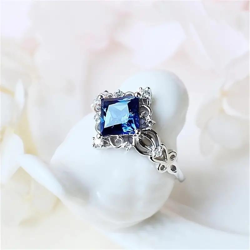 Huitan White/Green/Blue/Red/Multicolored Square CZ Wedding Rings for Women Zinc Alloy Color Luxury Engagement Rings Female Zircon