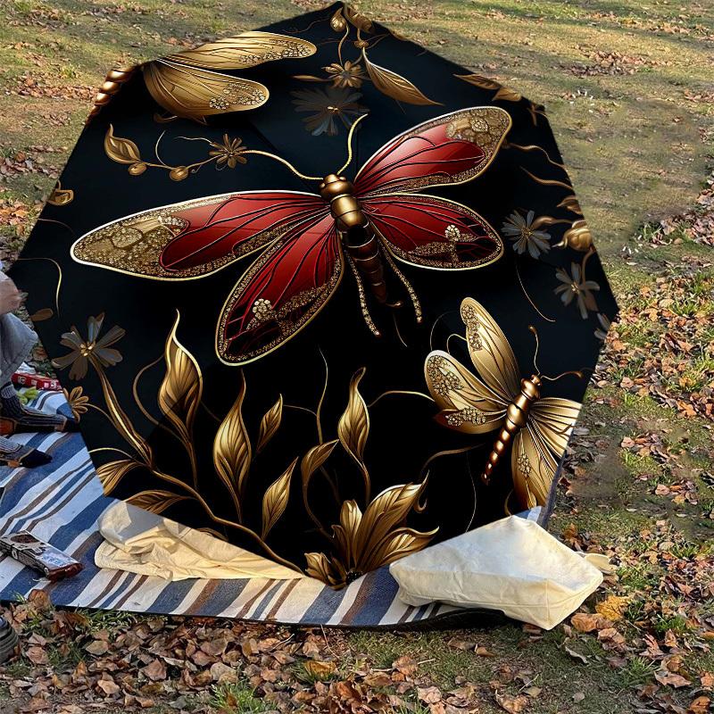 1 szt. Parasol Motyl Ważka-Wzmocniony 8-żebrowy, Automatyczne Otwieranie, Lekki i Wytrzymały, Uroczy Modny Dodatek na Zewnątrz-T368