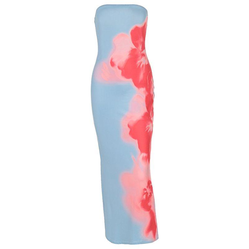 Western Style Women clothes 2024 Summer New Fashion Sexy Slim fit Print Wrap-around Split Dress