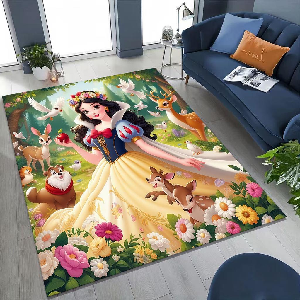 Snow White Princess Cartoon Fairy Tales Rug for Bedroom Living Room Sofa Home Doormat Decor, Large Kids Play Non-slip Floor Mat