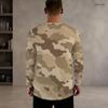 Men Plus Size Camouflage Printed Round Neck Long Sleeve T Shirt Pullover Straight Hem