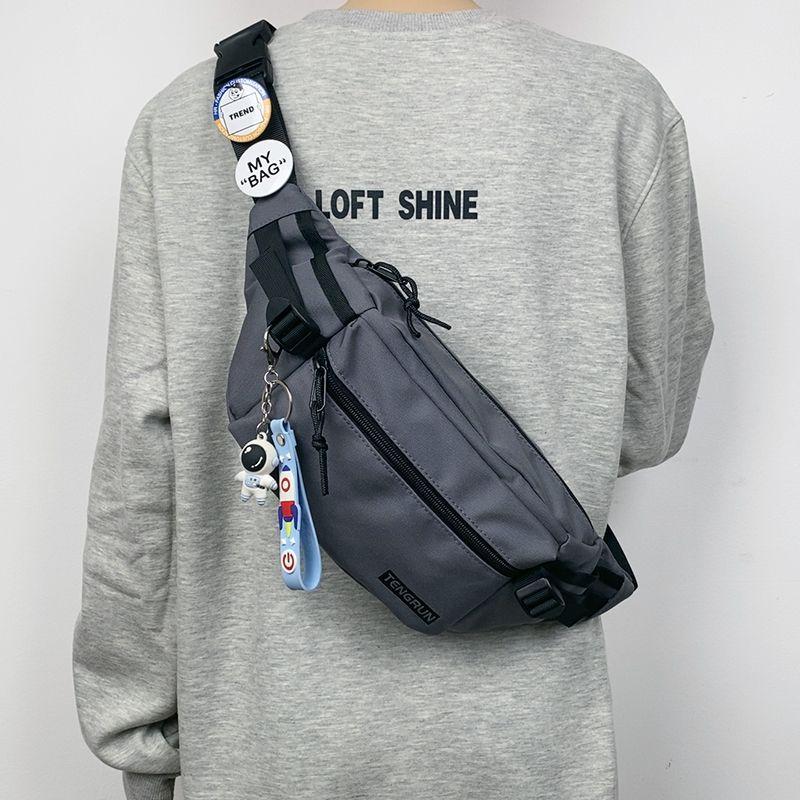 Casual Fanny Pack Japanese Simple Chest Bag Male Trend Personalized Couple Fanny Pack Sports Versatile Panda Pendant Breast Bag