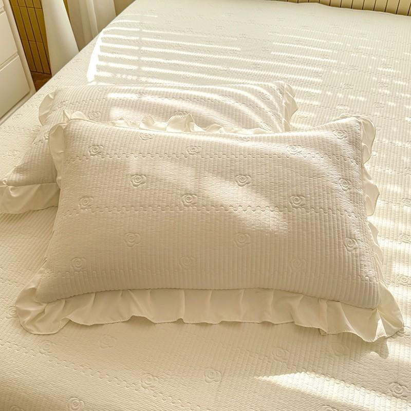 Solid color padded bed cover single piece four-season universal tatami bed sheet three-piece set padded cotton seam non-slip thickened kang cover