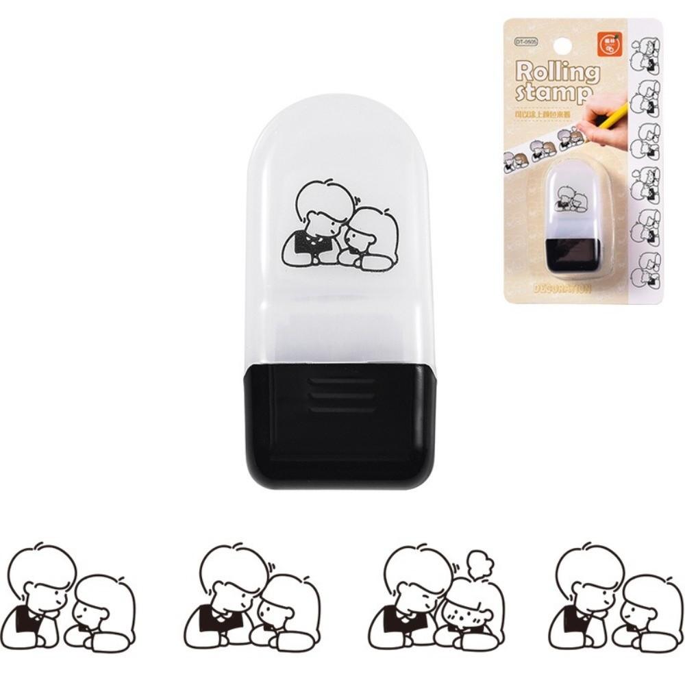 

New Cartoon Pattern Rolling Flower Seal DIY Lace Band Graffiti Handbook Drawing Tool Funny Rolling Ink Pad