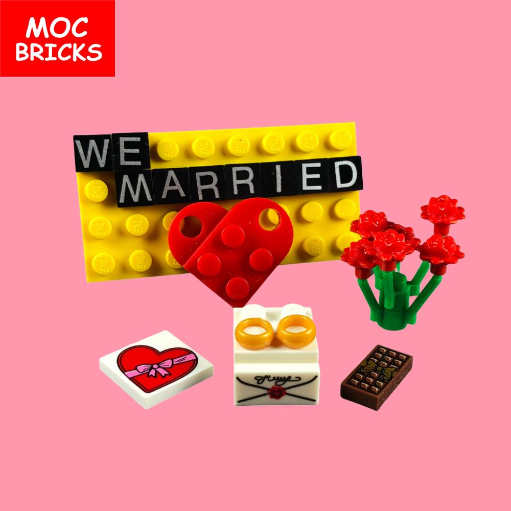 MOC Bricks Figure bracelet diamon bride groom Marriage Marry wedding Chain Constructing Blocks Assembled Children Friends Playthings Present
