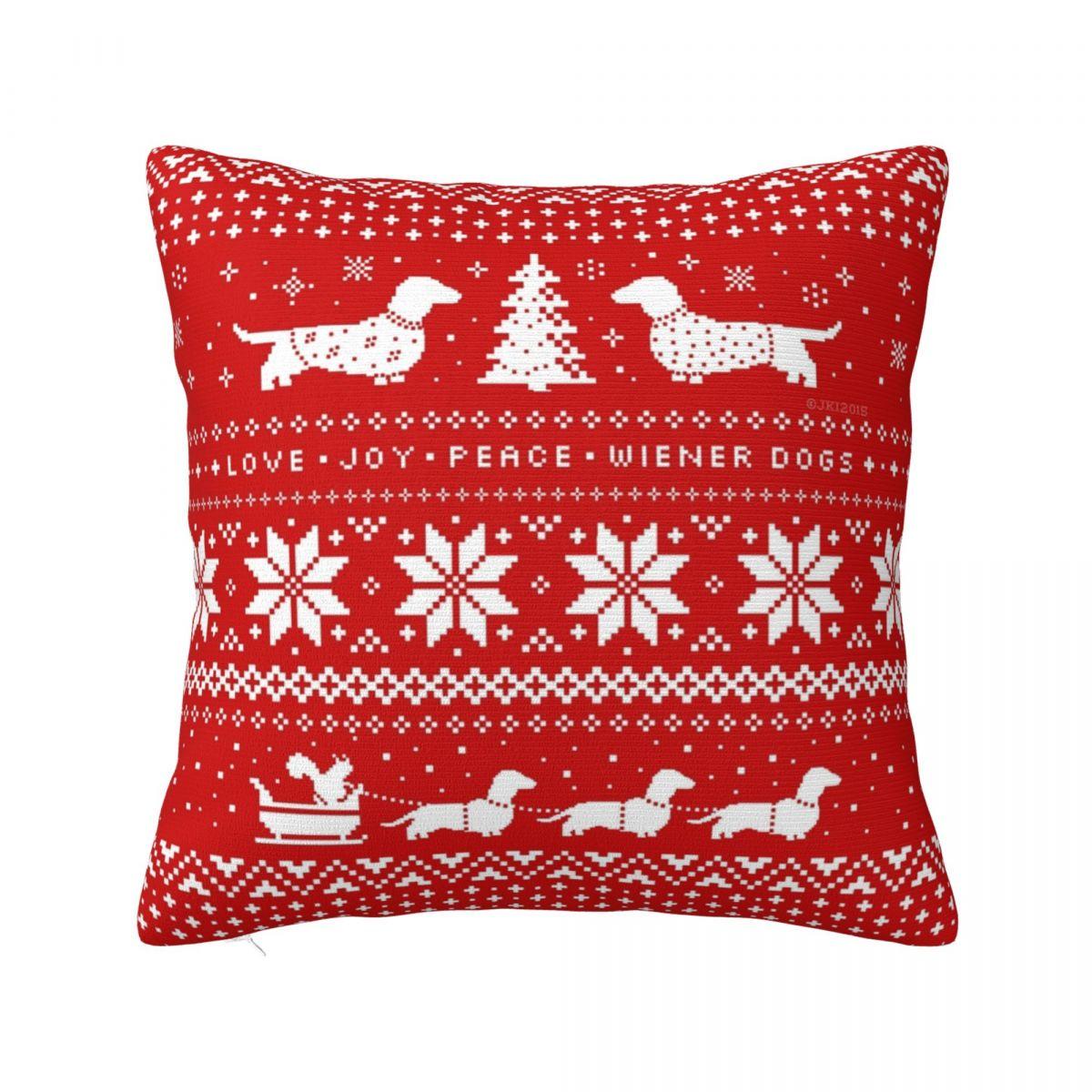 

Dachshunds Christmas Sweater Throw Pillow Cover Polyester Cushions for Sofa 4545cm Pillowcover Home Decor 30x30cm 12x12in