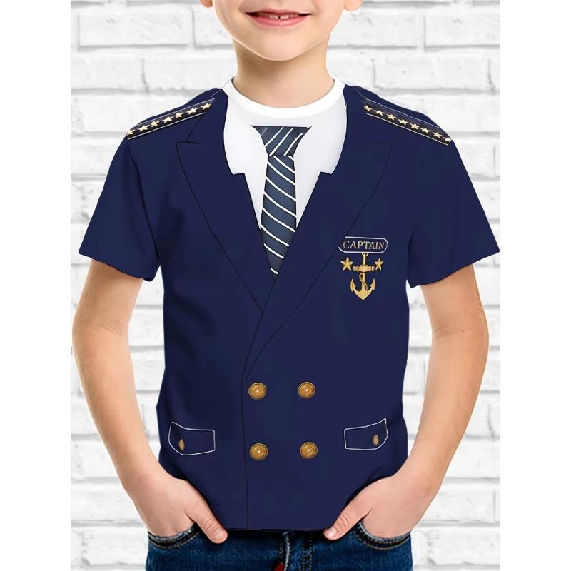Kinder 3D-Druck Rundhals-T-Shirt Mode Vielseitig Trend Atmungsaktiv Lässig