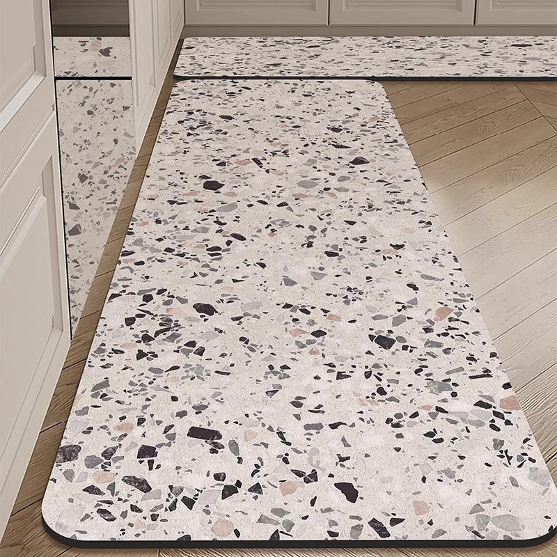 PVC Kitchen Floor Mat Modern Simple Waterproof Oil-proof Carpet Imitation Marble Pattern Large Area Balcony Leather Rug Alfombra