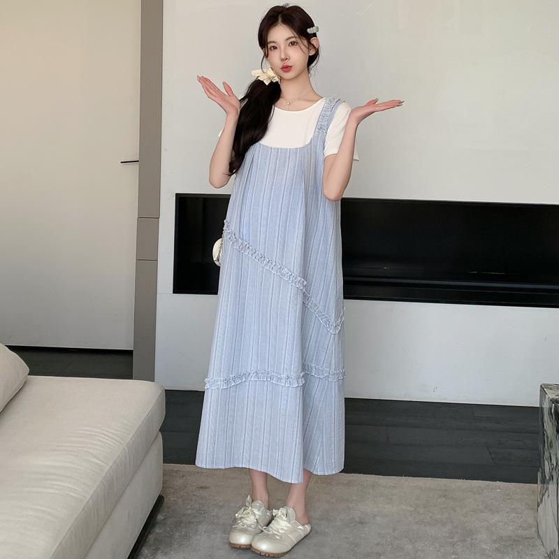 2026 Summer Petite Maternity Korean Style Loose Slimming Two-Piece Vest Dress Medium