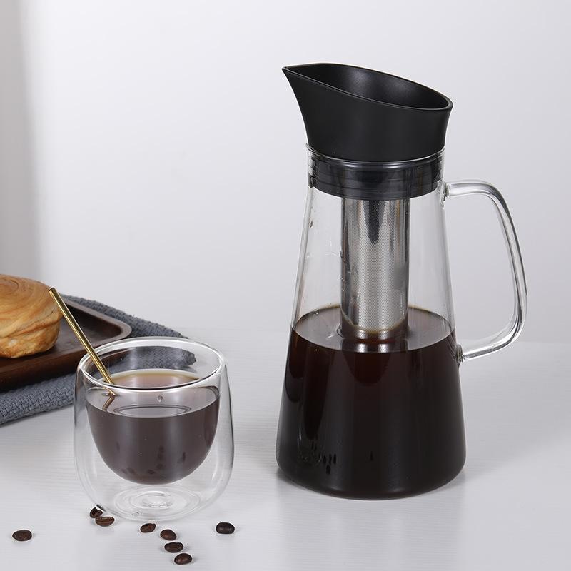 Ensemble de cafetière à infusion froide 1,5 L, cafetière à double usage, filtre, théière, expresso, machine à glaçons, cafetières en verre réutilisables et détachables