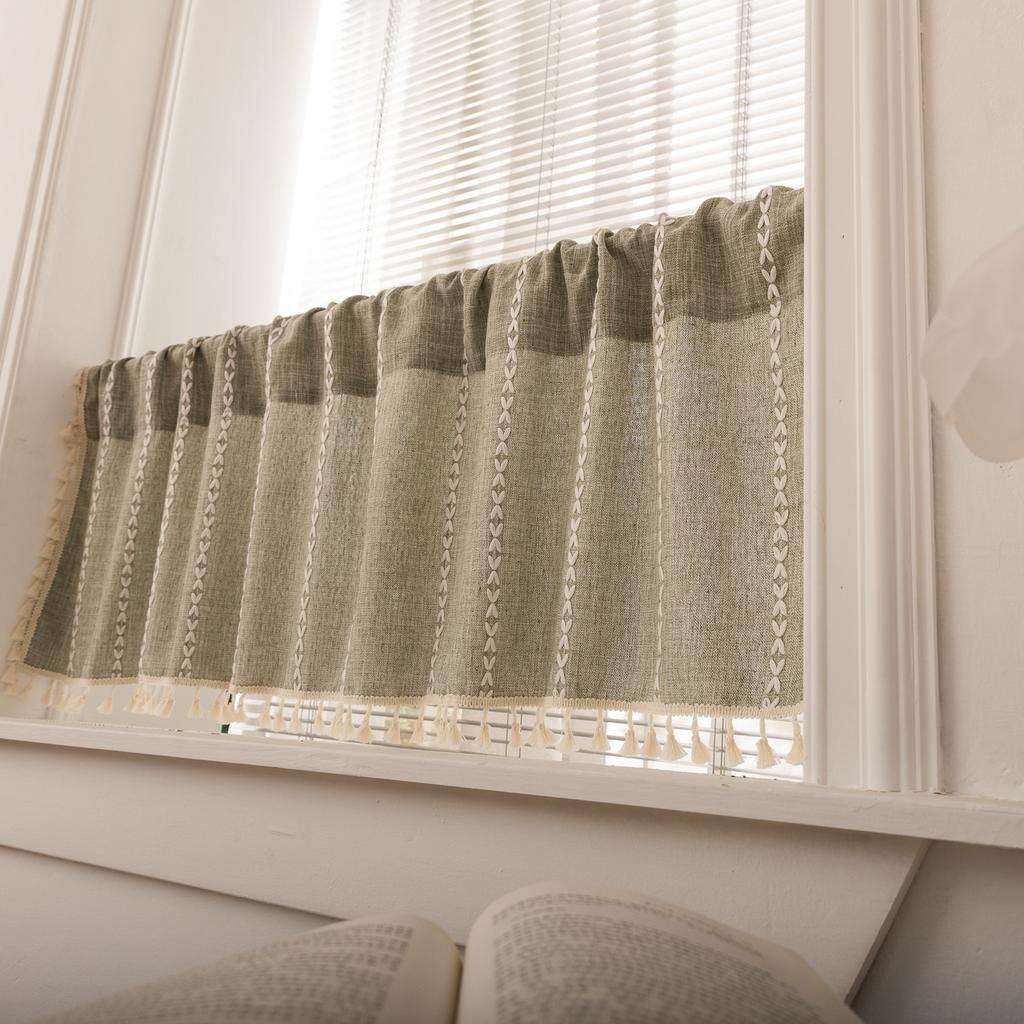 Cream Curtain Country Cottage Kitchen Small Curtain Rod Pocket Bathroom Bedroom Partition Curtain Cafe Curtain Curtain