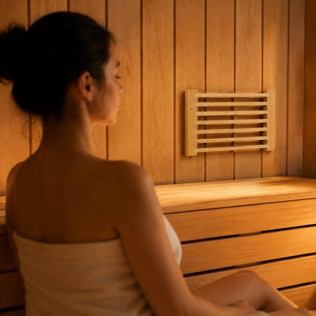 Sauna AirExchange Opening Grille Wood Finish Ventilation Steam Compartment Air Vent for