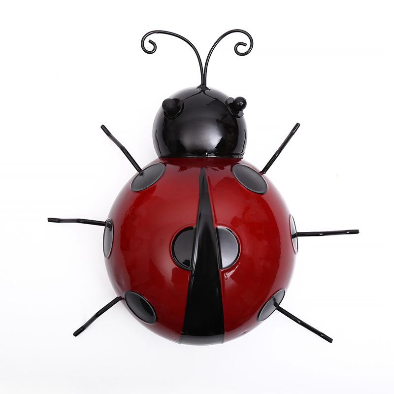 1PC Garden Sculpture Wall Metal Ladybug, Courtyard Hanging Decoration Ladybug Wall Decoration, Iron Ladybug Ornament