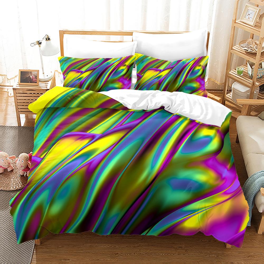 Queen King Full Size Luxus Bettwäsche-Set mit Bettbezug Bett Buntes Farbverlaufsmuster Für Ethnische Abstrakte Kunst Mode Polyester