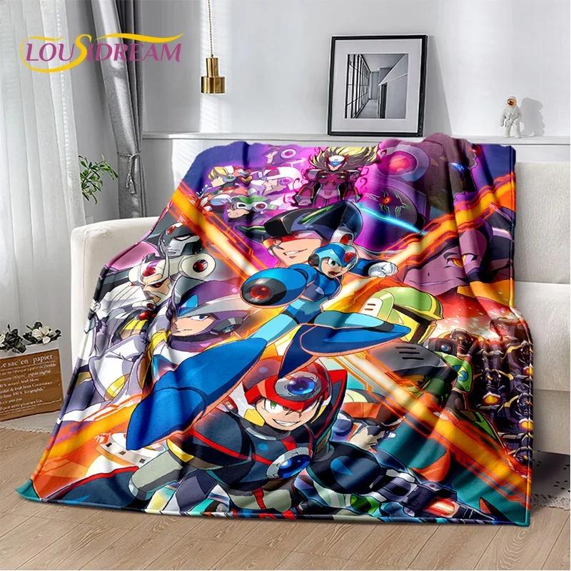 Retro Cartoon Rockman Mega Man Game Soft Flannel Blanket for Beds Bedroom Sofa Picnic,Throw Blanket for Outdoor Leisure Nap Gift