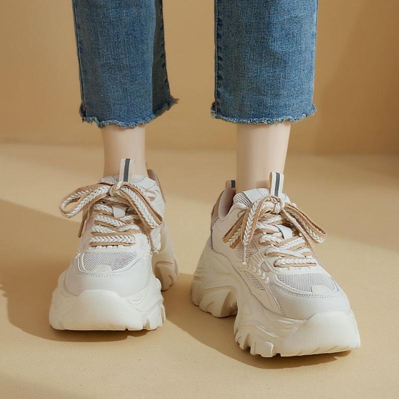 Fashion 6cm Chunky Womens Casual Sneakers Summer Breathable Comfortable Increased Leisure Shoes Fashion All-match Women Shoes Zapatillas