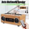 Receptor USB Clássico Com Leitor MP3 Controle Remoto Rádio Retro Vintage Super Baixo Rádio FM Alto-falante Multimídia de Bambu