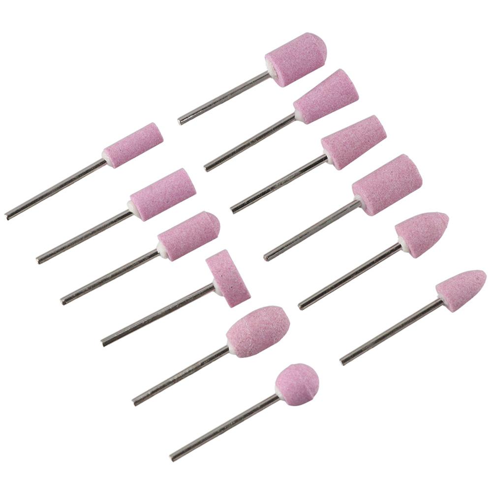 12 Stück Schleifschleifstifte Rosa Polierkopf Schleifmittel Montierte Schleifsteine Keramik