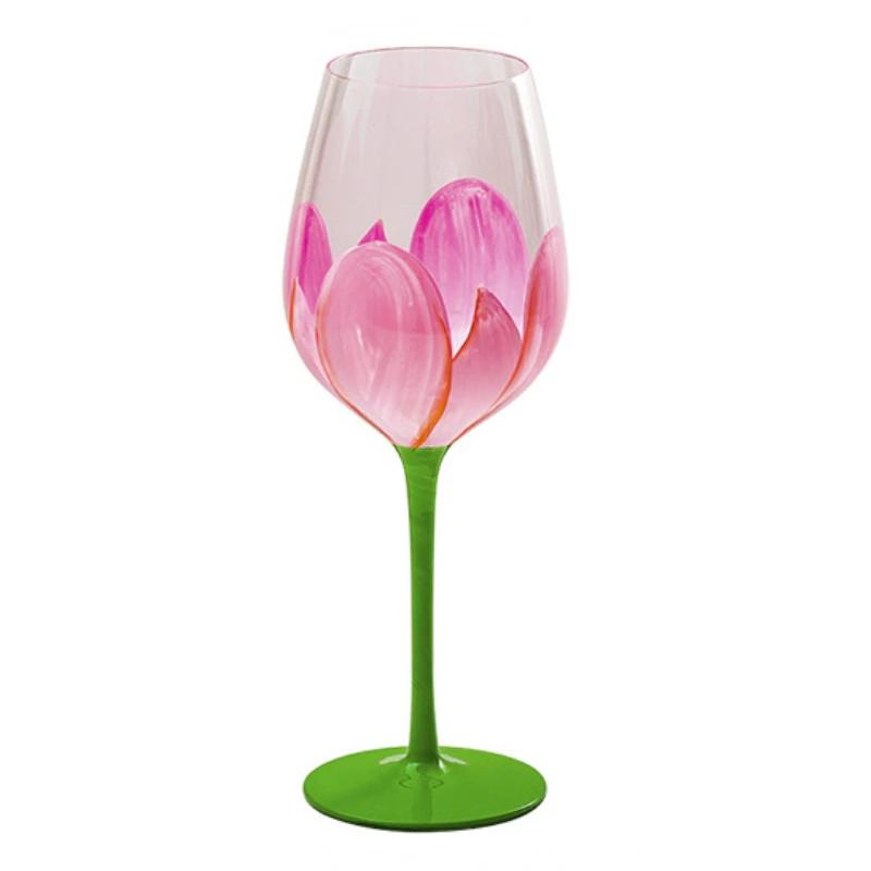 Painted medieval tulip goblet 400-800ML high-value crystal glass juice home red wine