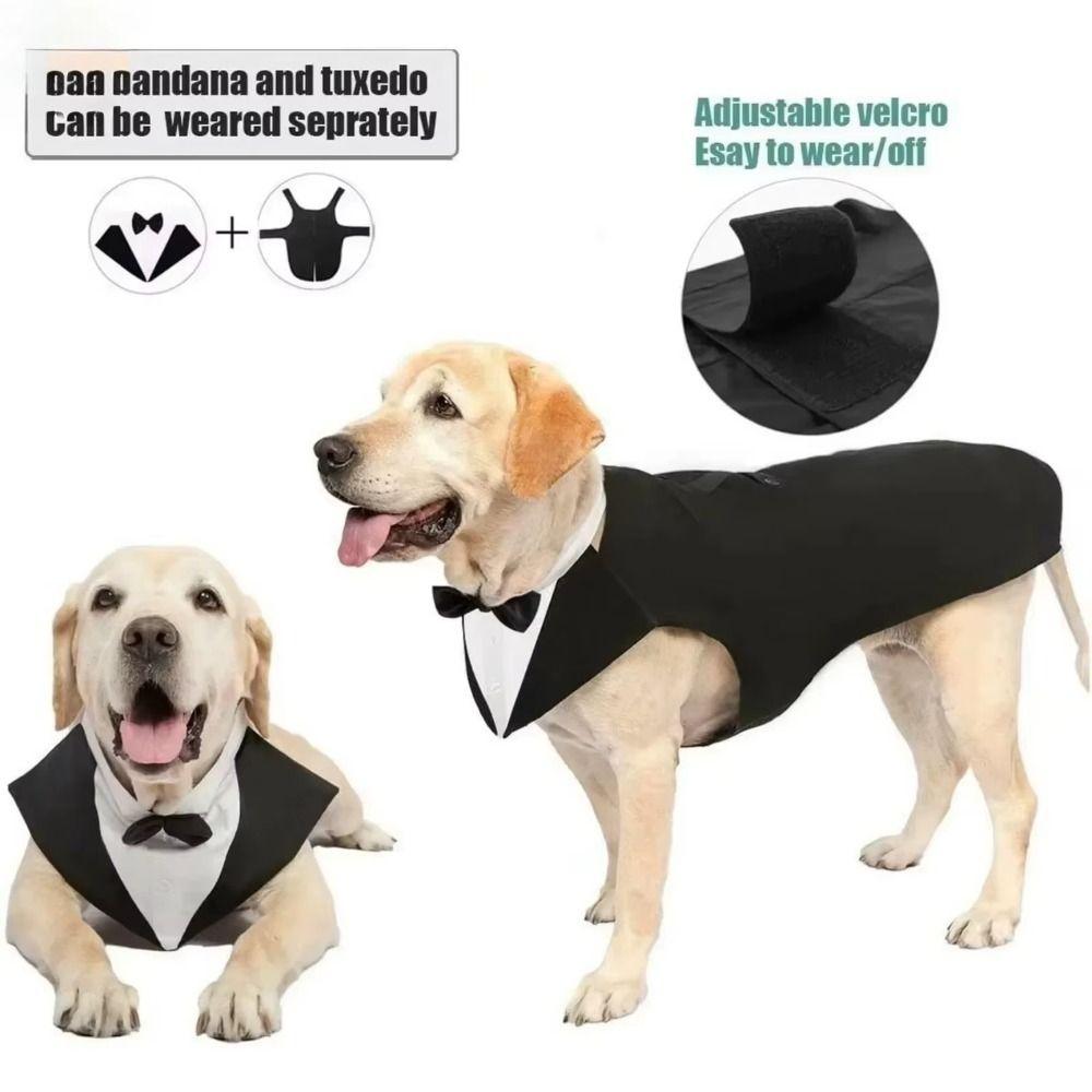 Detachable Design Dog Tuxedo Costume Black/Stripes Dog Formal Shirt  Cosplay Use