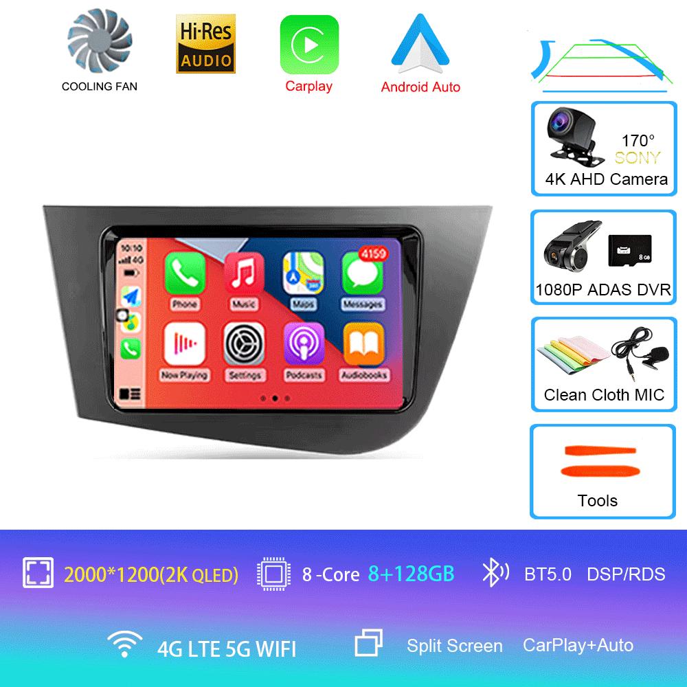 Car Radio Android 14 Navigation Multimedia Player For Seat Leon 2 MK2 LHD 2005 - 2012 Carplay Auto Stereo wifi+4G Video Ai Voice