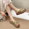 Thick Bottom Heightening Outer Fairy Wind French Slippers Wear One Word New Female 2025 Summer Beach Pearl Cool Slippers