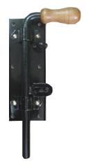 Black Latch, Wooden Handle + Sheet Metal - Zas Ryg Bldr