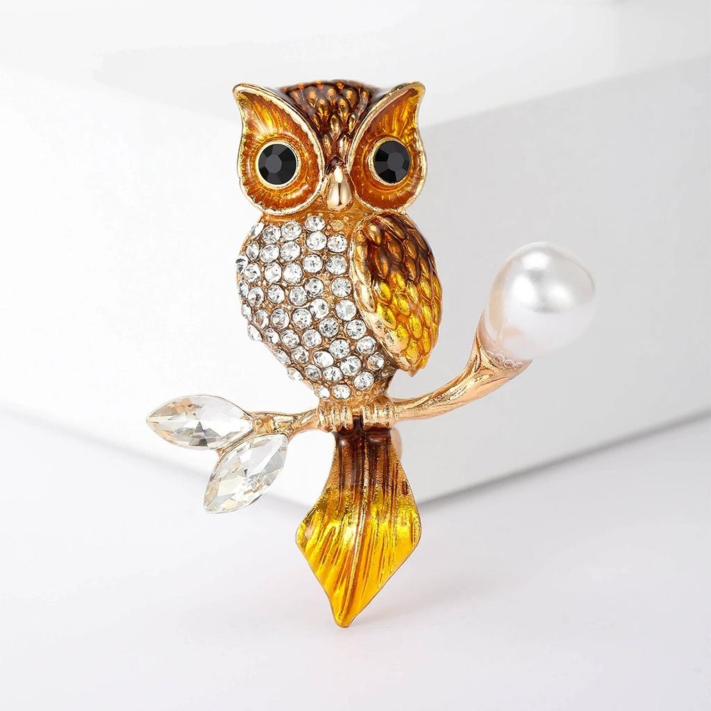 Spille Trendy Doppio Gufo Spilla Strass Spilla Pin Uccello Animale Festa Casual Abito Decorazione Spilla Per Donne Corsage Regali