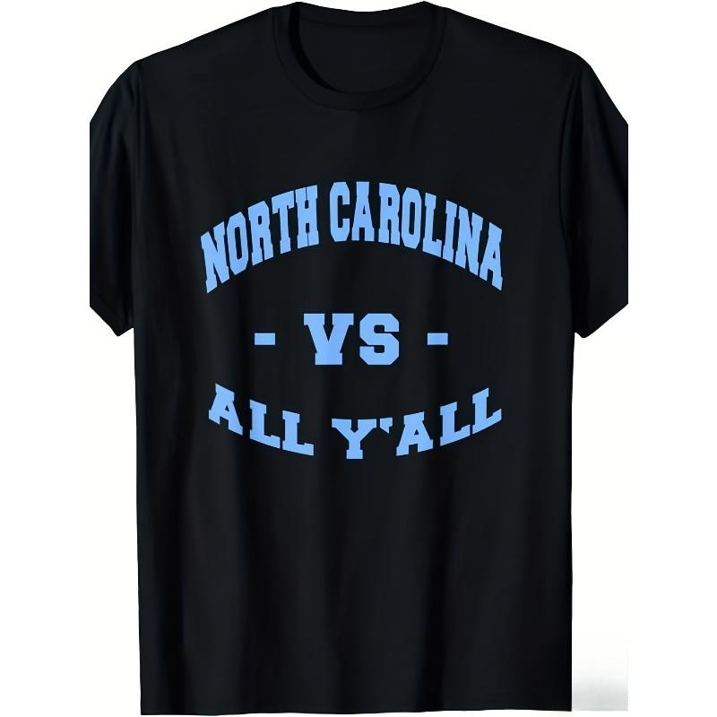 European Size North Carolina VS All YALL United States Font T-Shirt Same Style for Men and Women Summer Short-sleeved Printed T-shirt Pure Cotton