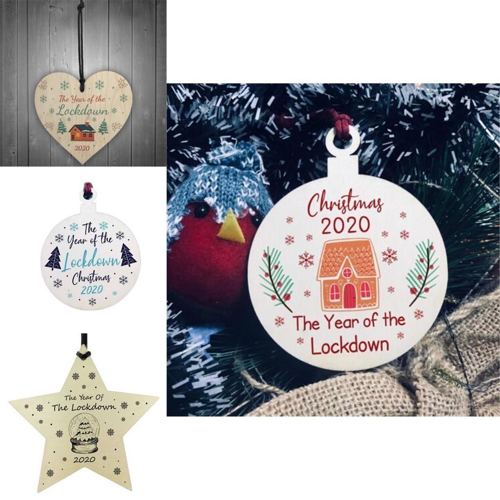 Wooden Christmas Decorations Gift Bauble Commemorating The Lockdown 2020**