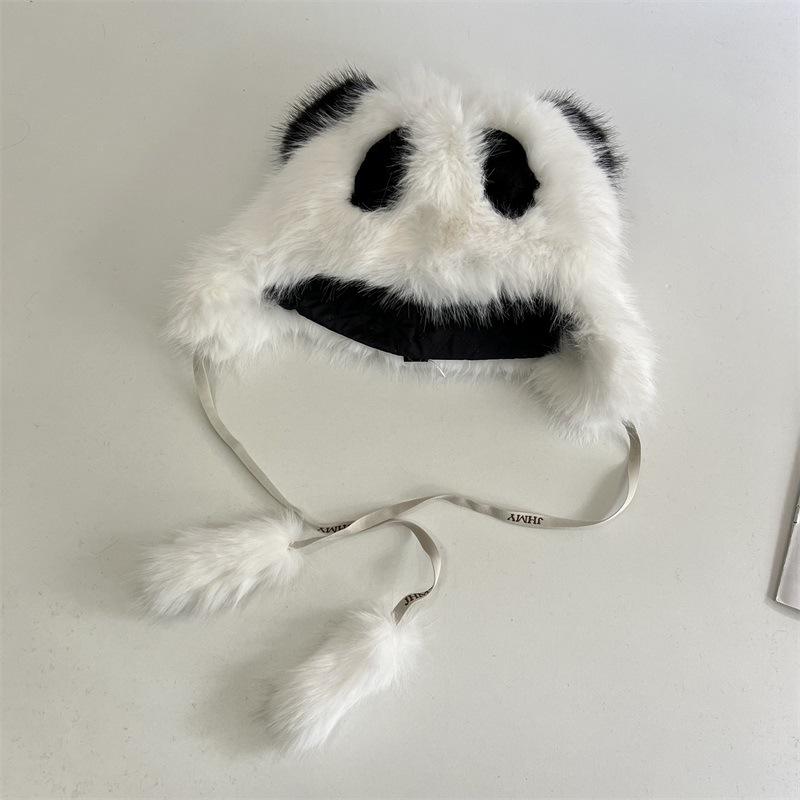 New cartoon cute panda plush hat female autumn and winter furry warm and cold-proof Lei Feng hat ear protector