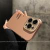 Applicable to iPhone15 lychee leather pattern mobile phone case Apple 14promax crystal lens 13 simple solid color protection