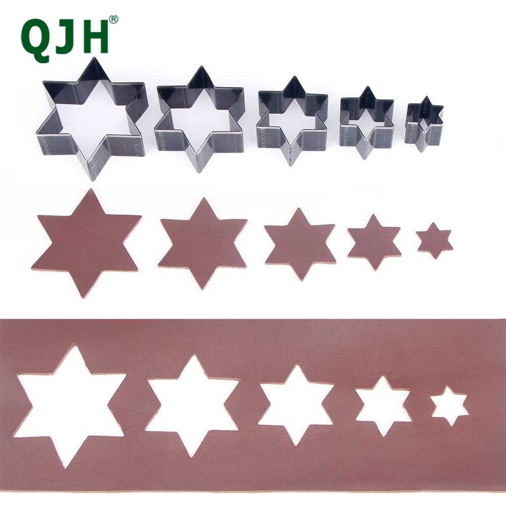 5-teiliges Lederhandwerk Schneideform-Set, Herz-, Stern-, Rautenform-Schneider, Langlebige Stanzwerkzeuge, Professionelle Schablonenform