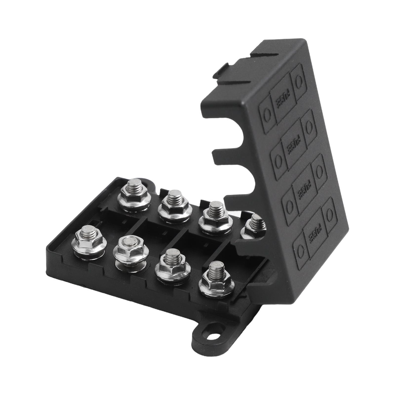 

1 Pcs 4 Way Power Distribution Fuse Box Block For Midi Fuse Holder Block 200A Max 4 Fuses 8 Lugs Dual Battery Setups 4x4