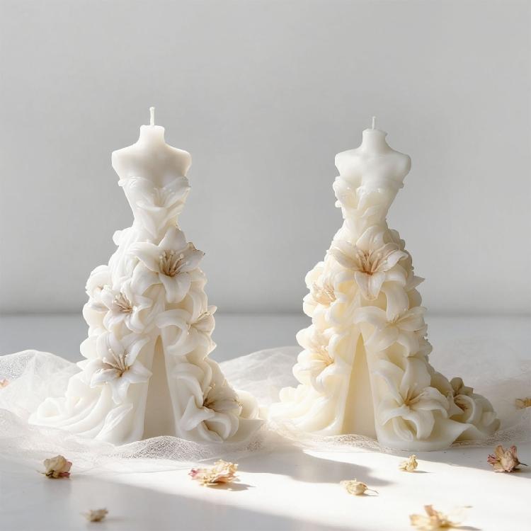 Wedding Dress Shape Silicone Molds for Handmade Scented Candle Soap Chocolate Wedding Home Decoration and Resin Casting