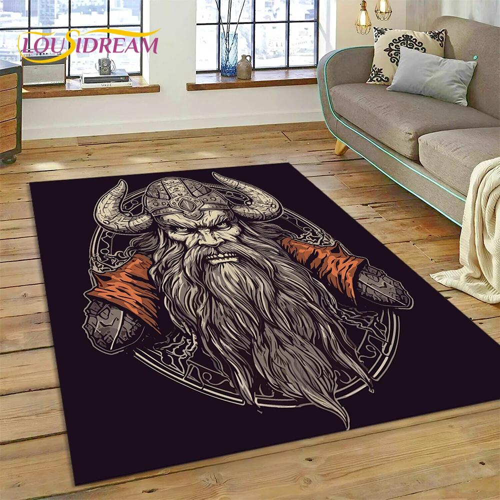 Nordic Viking Odin Valhalla Valknut Carpet Rug for Bedroom Living Room Home Sofa Decoration,Children Game Large Decor Floor Mat