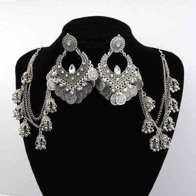 Retro Bohemian Ethnic Style Earrings Women's Exaggerated Temperament Fringed Integrated Earrings