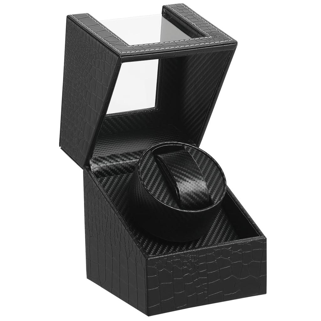 Automatic Watch Winder (Single Watch Winder) with Premium PU Leather, Compatible with Men's and Women's Watches, 2023 Upgrade (Crocodile Pattern -